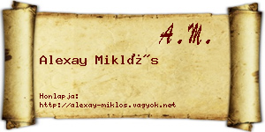 Alexay Miklós névjegykártya